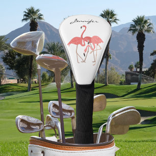 Couvre-club De Golf Flamant rose rose Tropical avec Monogramme personn