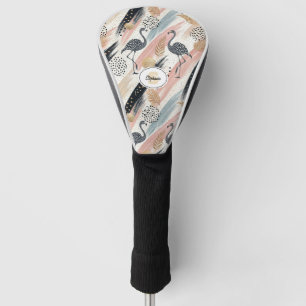 Couvre-club De Golf Flamant rose stylisé et Motif brosse