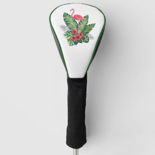 Couvre-club De Golf Flamant rose tropical feuille