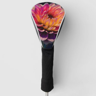 Couvre-club De Golf Fleur de dahlia rose et orange chaud