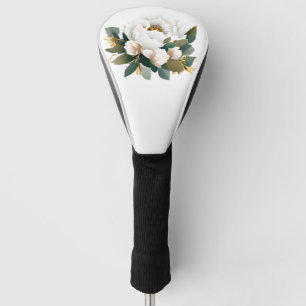Couvre-club De Golf Fleur d'or blanc Peony Eucalyptus