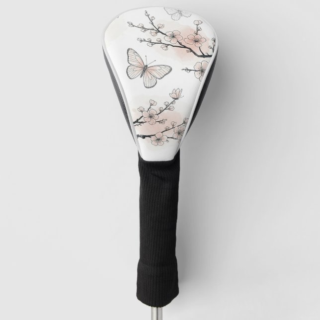 Couvre-club De Golf Fleur Élégante de Papillon (10) (Devant)