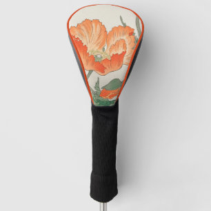 Couvre-club De Golf Fleur japonaise vintage de pavot orange, Ohara Kos