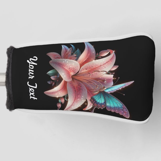 Couvre-club De Golf Fleur Lily et Papillon (Devant)