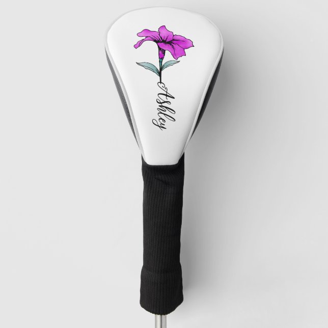 Couvre-club De Golf Fleur Lit Rose Personnalisée (Devant)