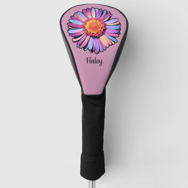 Couvre-club De Golf Fleur mignonne violet rose bleu Boho Daisy Bisexua (Devant)