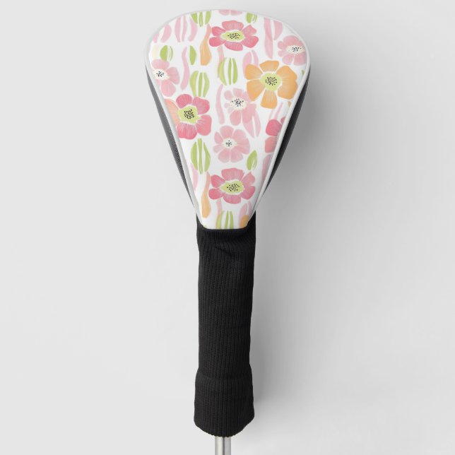 Couvre-club De Golf Fleur pastel rétro (1) (Devant)