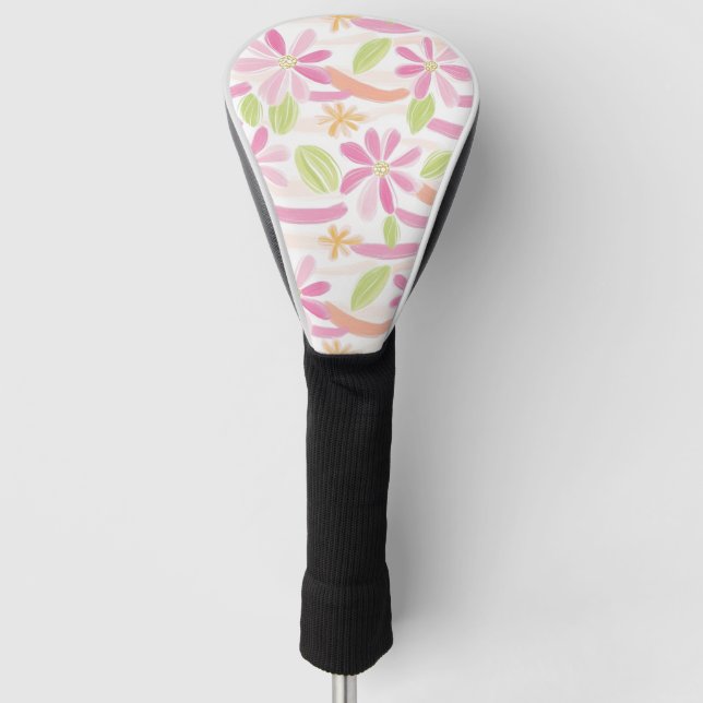 Couvre-club De Golf Fleur pastel rétro (2) (Devant)