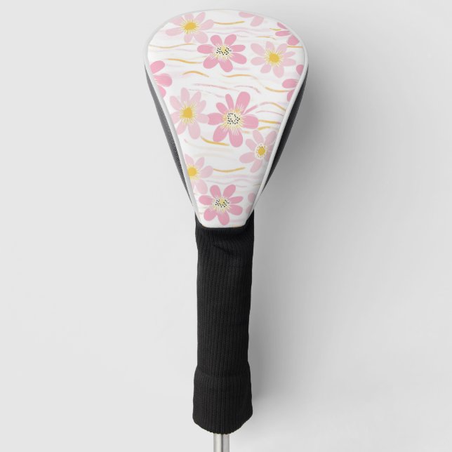 Couvre-club De Golf Fleur pastel rétro (4) (Devant)