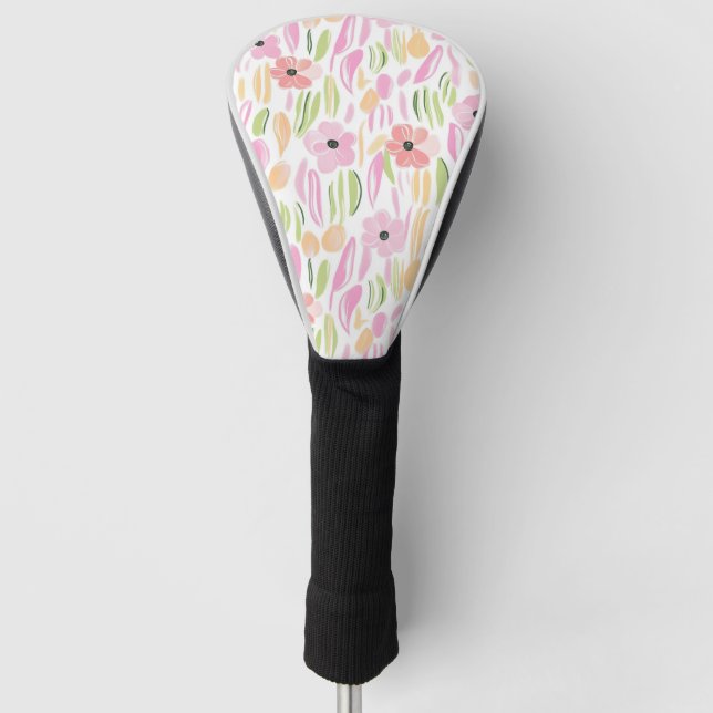 Couvre-club De Golf Fleur pastel rétro (5) (Devant)