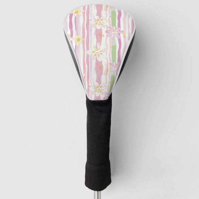 Couvre-club De Golf Fleur pastel rétro (9) (Devant)