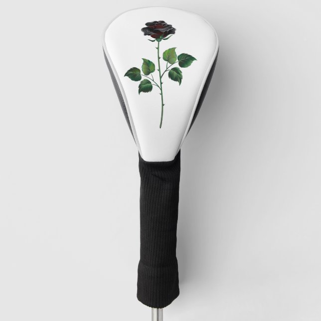 Couvre-club De Golf Fleur rose noire (Devant)