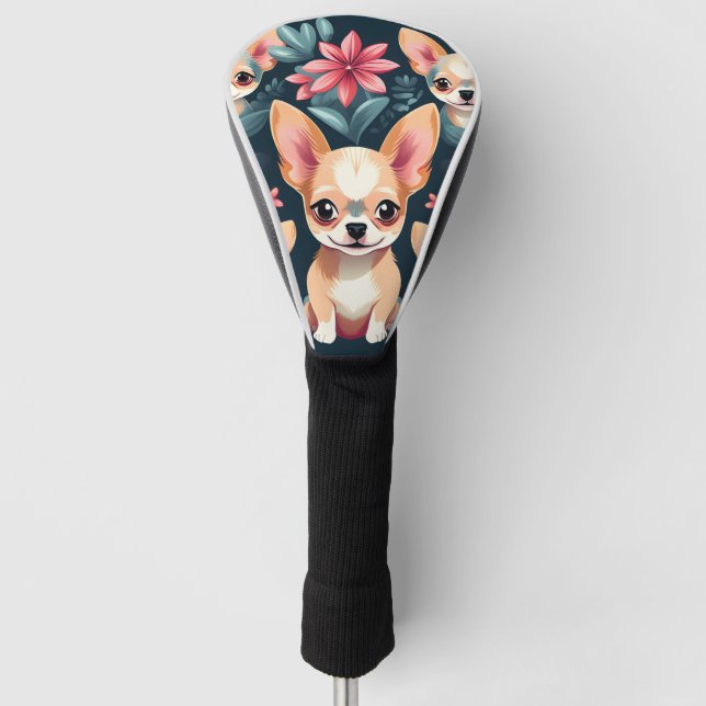 Couvre-club De Golf Fleurs Chihuahua Pet (Devant)