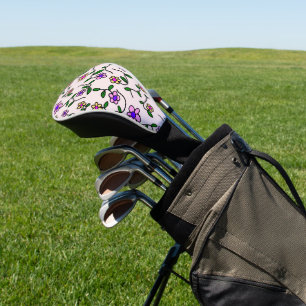 Couvre-club De Golf Fleurs Colorées, Motif Floral, Verdure, Boho