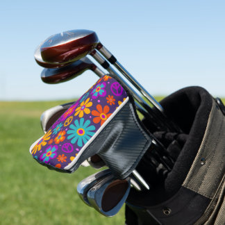 Couvre-club De Golf Fleurs colorées Paix Amour Retro Super Hippie