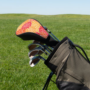 Couvre-club De Golf Fleurs Dahlia, Motif De Fleurs, Dahlia Orange