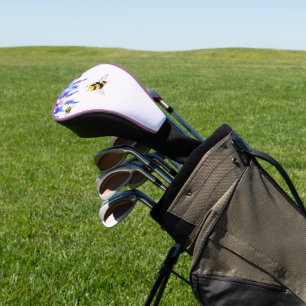 Couvre-club De Golf Fleurs de printemps fraîches et vol des abeilles 