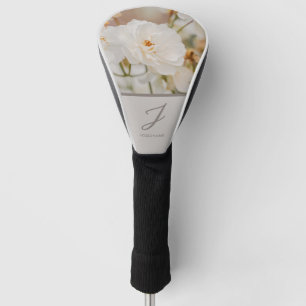 Couvre-club De Golf Fleurs de roses blanches Photo avec monogramme et