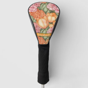 Couvre-club De Golf Fleurs de tulipes orange et rose personnalisées