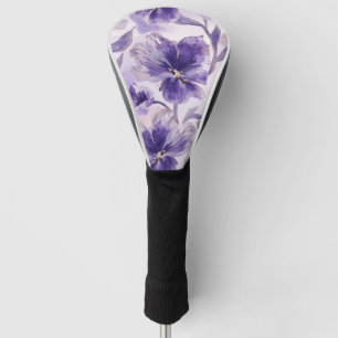 Couvre-club De Golf Fleurs de violet aquarelle fleurs violettes peinte
