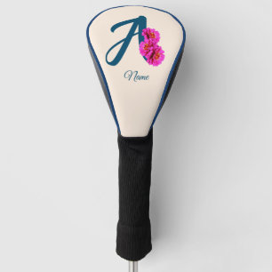 Couvre-club De Golf Fleurs de Zinnia Monogramme Initiale A Personnalis