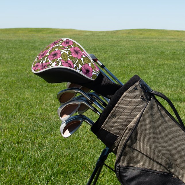 Couvre-club De Golf Fleurs d'hibiscus roses (In Situ)