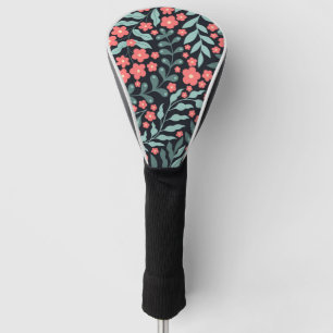 Couvre-club De Golf Fleurs en fleurs de style rétro rose dans le style