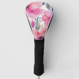 Couvre-club De Golf Fleurs Florales Fleurs Roses Peintes à l'Aquarel