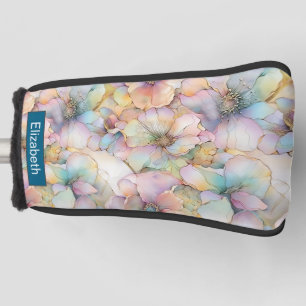 Couvre-club De Golf Fleurs personnalisées à l'encre alcoolique pastel