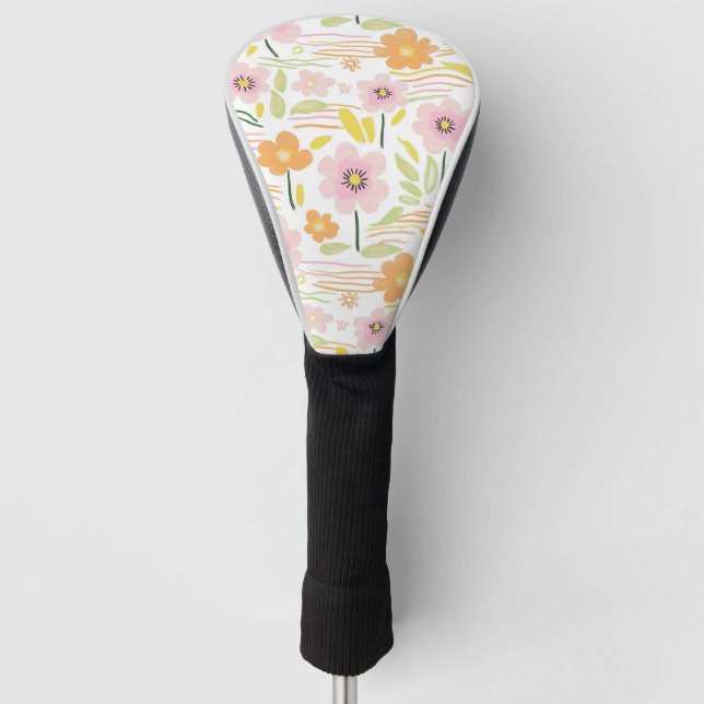 Couvre-club De Golf Fleurs Rétro Pastel (7) (Devant)
