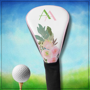 Couvre-club De Golf Fleurs roses élégantes et douces Monogrammes perso