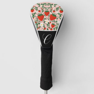 Couvre-club De Golf Fleurs roses et rouges de fraise mignonnes
