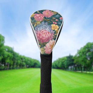 Couvre-club De Golf Fleurs Vintage Peinture Antique Colorée
