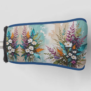 Couvre-club De Golf Floral coloré sur Beige Bleu Turquoise