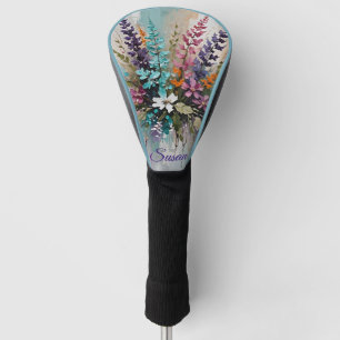 Couvre-club De Golf Floral coloré sur Bleu Beige Blanc -*Personnaliser