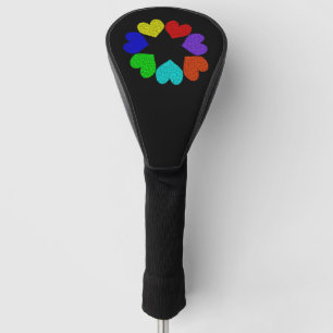 Couvre-club De Golf Floral Rainbow Love Hearts Golf Driver Cover