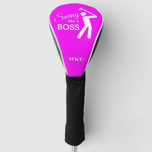 Couvre-club De Golf FONCTIONNER COMME UN CHAUFFEUR DE MONogramme rose  (Devant)