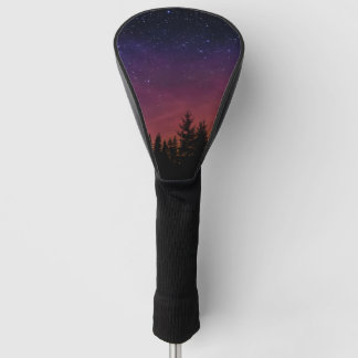 Couvre-club De Golf Forest Night Sky Nature with Starry Woodland Scene