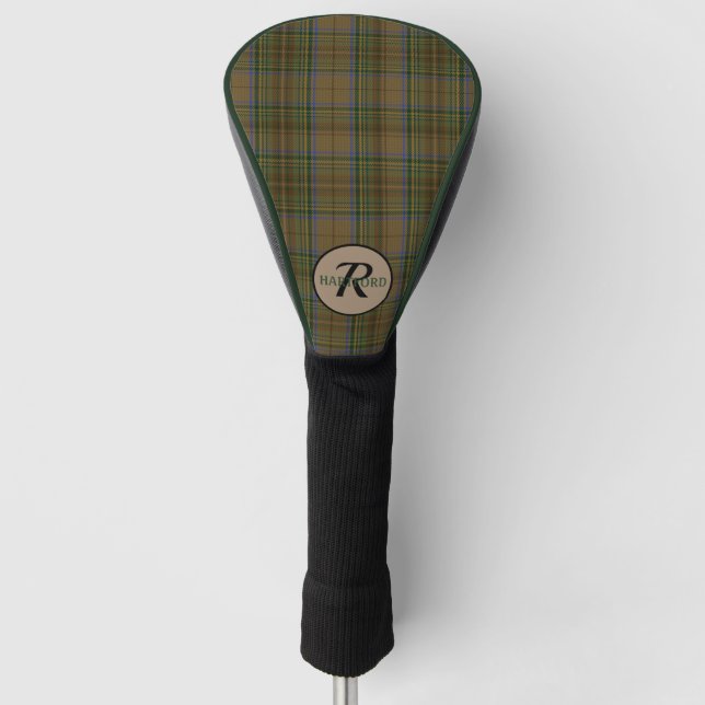 Couvre-club De Golf Forêt Plaid Vert Brown cadeau Monogramme homme (Devant)