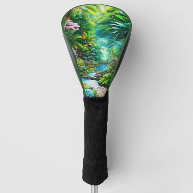 Couvre-club De Golf Forêt tropicale humide avec arbres et fleurs (Devant)