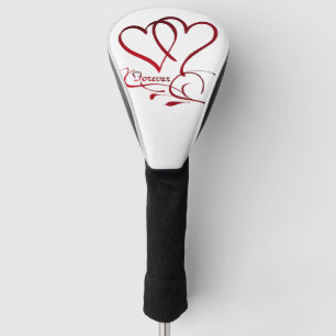 Couvre-club De Golf Forever Hearts Red sur White Golf Head Cover