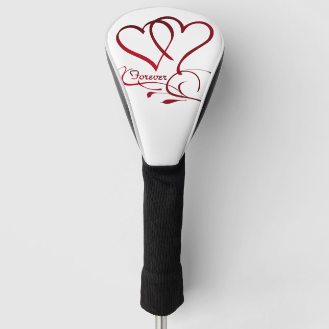 Couvre-club De Golf Forever Hearts Red sur White Golf Head Cover (Devant)