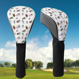 Couvre-club De Golf Fraises recouvertes de chocolat à l'aquarelle