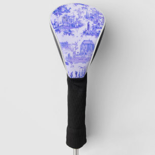 Couvre-club De Golf Français Bleu Blanc Toile Chinoiserie Style Rustiq