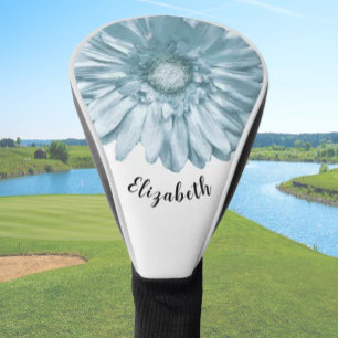 Couvre-club De Golf Fun bleu pâle marguerite fleur nom personnalisé da