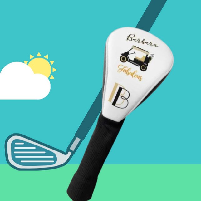 Couvre-club De Golf Fun Glam Glitz Nom Gold Trim Diamond Golf Panier (Créateur téléchargé)