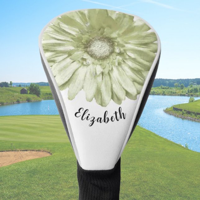 Couvre-club De Golf Fun jaune pâle marguerite fleur nom personnalisé d (Créateur téléchargé)