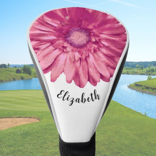 Couvre-club De Golf Fun rose marguerite fleur nom personnalisé dames (Créateur téléchargé)