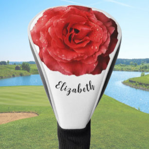Couvre-club De Golf Fun rouge rose fleur personnalisée dames