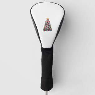 Couvre-club De Golf Funky French Bulldog sapin de Noël Santa Hat neige